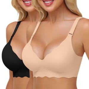 SIMIYA Jelly Bra for Women, Seamless Push-Up, Non-Wired 2-Pack