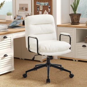 Ckaff PU Leather Ergonomic Office Chair with Wheels, 360 Swivel