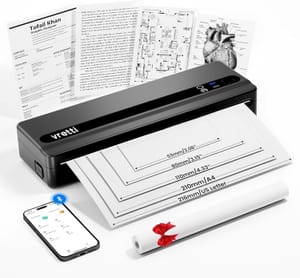 Vretti Portable Inkless Bluetooth Thermal Printer A4 for Travel