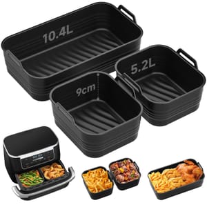 Alyvisun Silicone Air Fryer Liners, 3-Pack (1x10.4L + 2x5.2L)