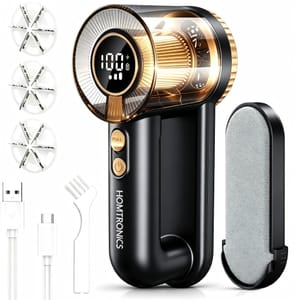 Homtronics 2-in-1 Rechargeable Fabric Shaver with LED Display, Gold