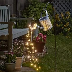 Smart Solar Silver & White Firefly Decorcan LED Stake Light