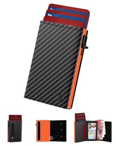 RFID Blocking Leather Wallet Slim Mens 11-Card Slots Card Holder