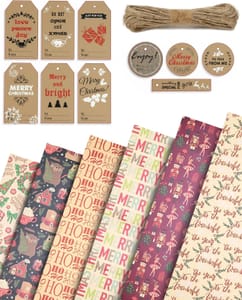 Kraft & Co Christmas Wrapping Paper, 12 Sheets, 50x70cm Buzz