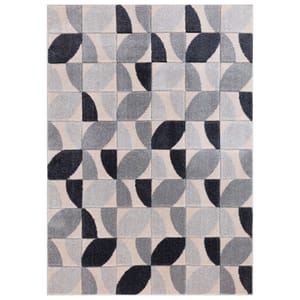Vera Leaf Pattern Rug - Grey / 120cm