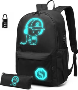 Kono School Bag with Pencil Case, Glow-in-the-Dark Backpack