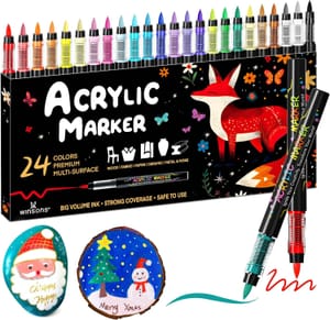 WINSONS 24-Color Acrylic Markers, Waterproof & Non-Toxic