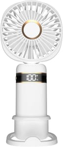 CNMTCCO Rechargeable 5-Speed Foldable Handheld Fan with LED Display (White)