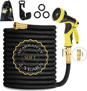 HmiL-U 50ft Garden Hose, Double Latex Inner Tube, Brass Fittings