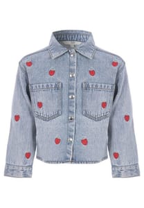 Age 2-3 Younger Girls Blue Strawberry Denim Jacket
