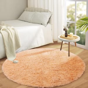 Aspire Homeware round Rug 120x120cm Beige Anti-Slip Shaggy