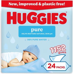 Huggies Pure Plastic Free Baby Wipes, 24-Pack (1152 Wipes)