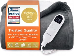 Bedsure Heated Throw Blanket, Flannel, 130x160 Cm, Grey