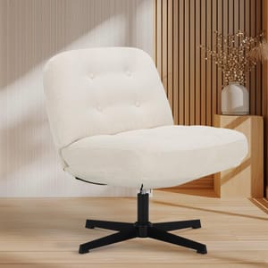 COLAMY Ergonomic 360 Swivel Office Chair, Pet-Friendly Corduroy, White