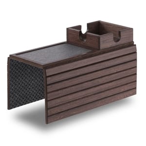 DETOR Sofa Arm Tray with Cup Holder, Walnut Finish