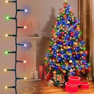 ANSIO 500 LED Christmas Lights, 12.5m, Multicoloured, Indoor/Outdoor, Timer