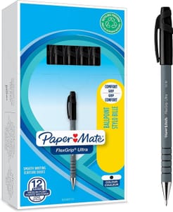 Paper Mate Flexgrip Ultra Ballpoint Pens 1.0mm, Black, 12-Count - £10.26 S&S