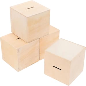 Vaguelly 4-Pcs Unfinished Wooden Piggy Banks for Kids