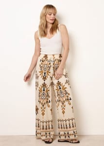 Blue Vanilla Brown Drawstring Waist Wide Leg Pants