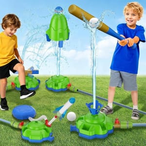 4-in-1 Rocket Launcher for Kids, Water Sprinkler Baseball Set