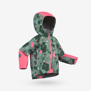 Kids Warm and Adjustable Ski Jacket 1-5 Years, 500 Toddler - Pink and Green