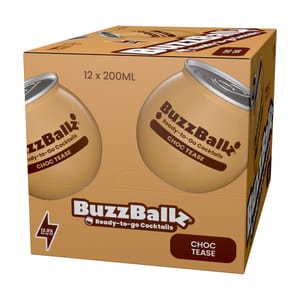 BuzzBallz Choc Tease Ready-to-Drink Chocolate Cocktail 12x200ml Party Pack
