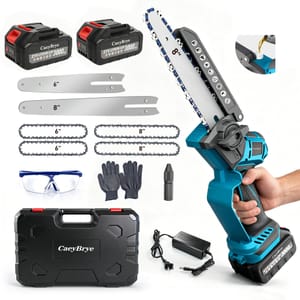 Cordless Mini Chainsaw with 6/8-Inch Dual Bars, 2x3000 Batteries