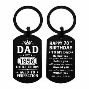 Viayen Dad 70th Birthday Gift Keyring Vintage EST 1956