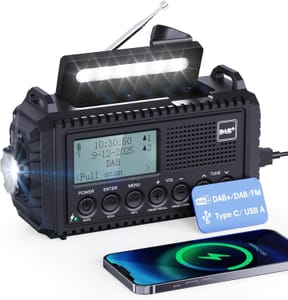 Mesqool 5000mAh Solar Hand Crank DAB Radio with SOS Alarm