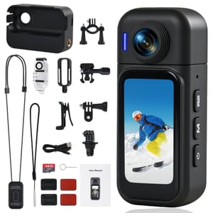 Sicilaien Action Camera with POV, Touchscreen, 360 Rotating Lens