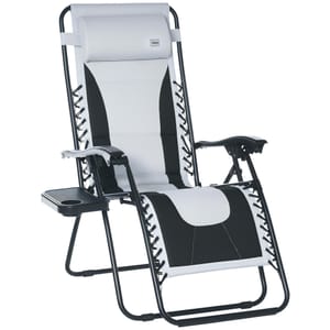 Outsunny Zero-Gravity Lounger with Padded Seat, Light Grey