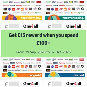 £15 Reward When You Spend £100+ on One4all Exchange Gift Code