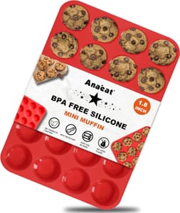 Anaeat 24-Cup Silicone Muffin Pan, Non-Stick, Mini Cupcake Tray
