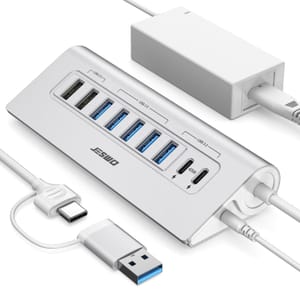 JESWO 65W USB 3.2 Hub, 9 Ports, USB-C/A, 10Gbps