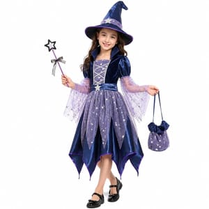 Kids Halloween Witch Costume Cosplay Set for Girls