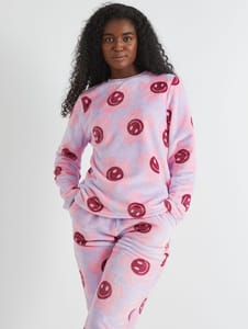 Happy Flower Lilac Twosie Fleece Pyjama Set