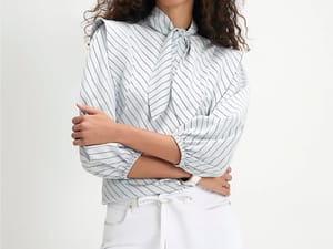 Blue Stripe Neckerchief Long Sleeve Blouse