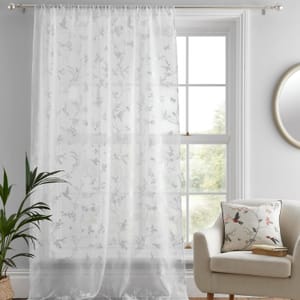 White Floral Voile Sheer Curtain 140x122cm Darnley Collection