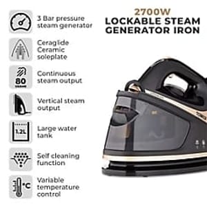 Tower T22023GLD Ceraglide Steam Generator Iron 2700W - Champagne Gold & Black