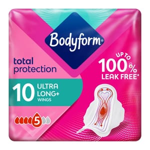 Bodyform Total Protection Ultra Long Sanitary Towels Wing 10 Pack