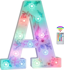 Unicorn LED Light-up Letters with 18-Color Diamond Alphabet Sign