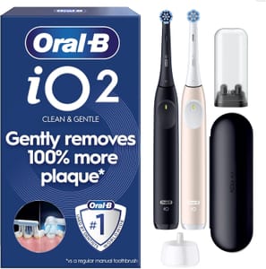 Oral-B iO2 Duo Electric Toothbrushes, 2 Handles, Black-Pink