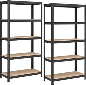 SONGMICS 5-Tier Heavy-Duty Shelving Units Set of 2 Boltless Assembly