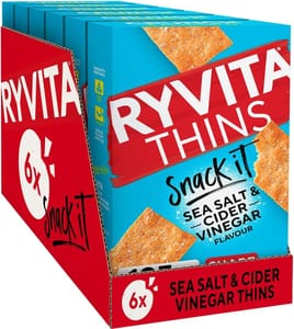 6 X 125g Ryvita Thins Snack It Sea Salt & Cider Vinegar (£5.56/£4.97 S&S)