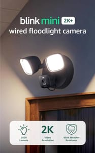 Blink Mini 2K+ Wired Floodlight Camera, Newest Gen, Motion-Triggered