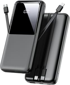 Power Bank Fast Charging, 26800mAh Portable Charger with Built-in Cables