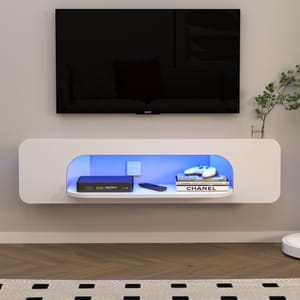 Pmnianhua Floating TV Shelf with LED Lights, 1 Open Shelf