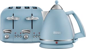 De'Longhi Argento Flora Kettle 3kW and 4-Slice Toaster 1800W