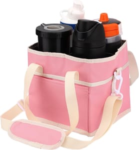 Sinbana 4-Compartment Insulated Tumbler Caddy with Adjustable Strap
