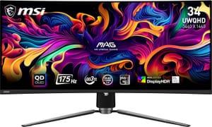 MSI MAG 341CQP QD-OLED 34-Inch Curved Monitor, 34401440, 175Hz